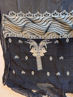 The Noir Filigree — Organza Suit with Cutwork Embroidery-sleeves