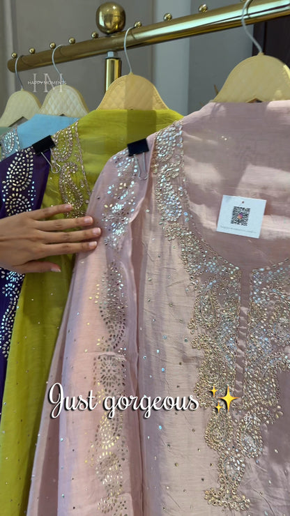 Mul Suit Set with Mukesh & Zardozi Work